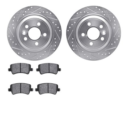 DYNAMIC FRICTION CO 7502-11026, Rotors-Drilled and Slotted-Silver with 5000 Advanced Brake Pads, Zinc Coated 7502-11026